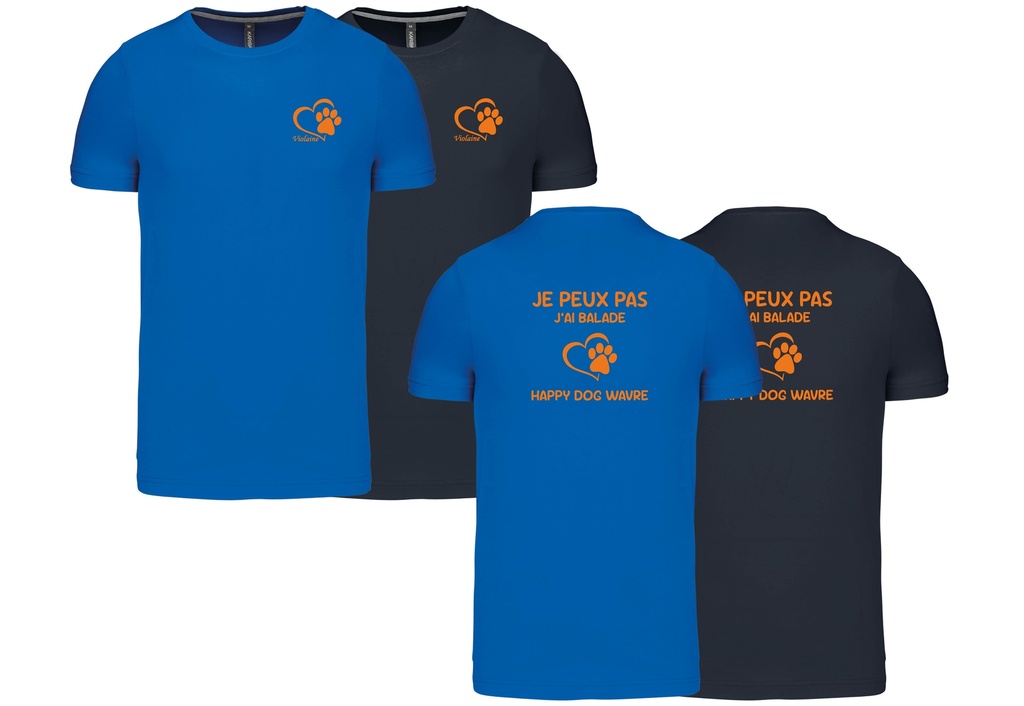 T-shirt homme col rond Happy Dog Wavre "Je Peux Pas J'ai Balade"