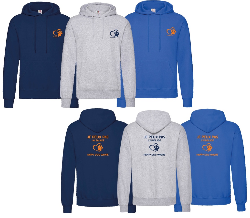 Sweat-shirt à capuche homme Happy Dog Wavre "Je Peux Pas J'ai Balade"