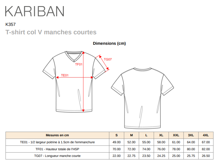 T-shirt homme col V "ECR Ramillies" 