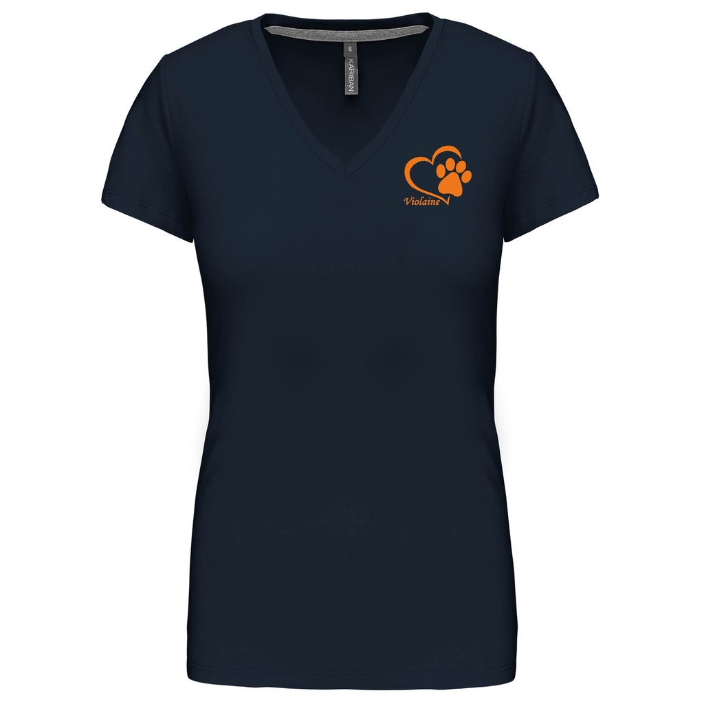 T-shirt femme col V Happy Dog Wavre (S, Navy)