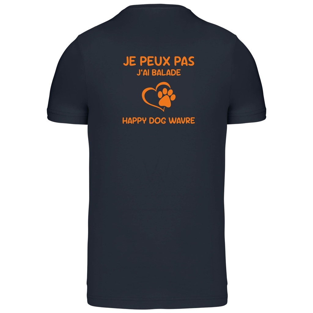 T-shirt homme col rond "Je Peux Pas J'ai Balade Happy Dog Wavre" (S, Navy)