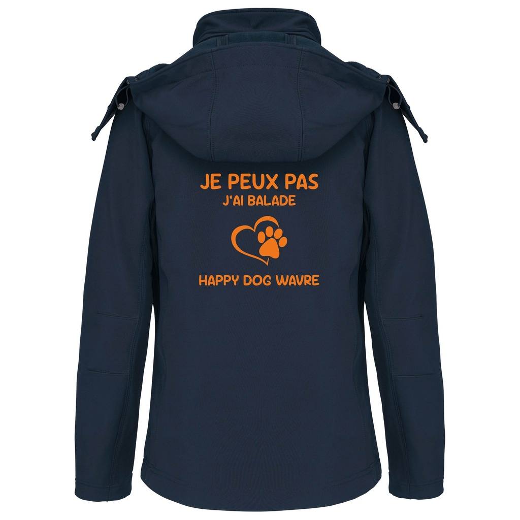 Veste softshell femme "Je Peux Pas J'ai Balade Happy Dog Wavre" (S, Navy)