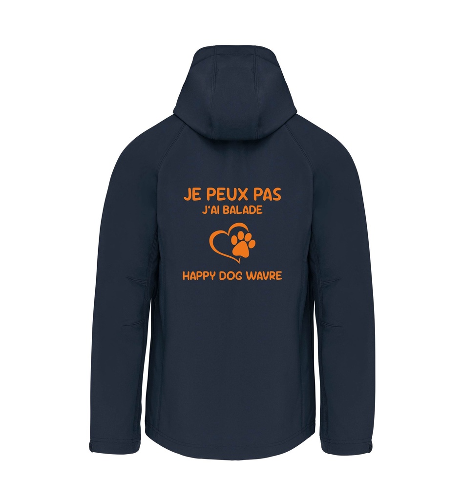 Veste softshell homme "Je Peux Pas J'ai Balade Happy Dog Wavre" (S, Navy)