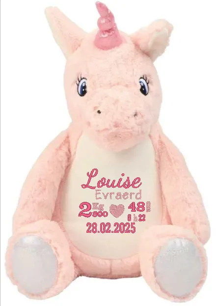 [MM570] Peluche zippée Licorne rose (Sans broderie)