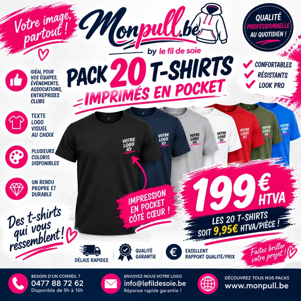 Pack 20 T-shirts imprimés