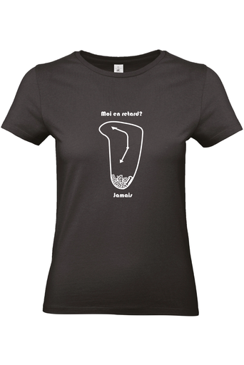T-shirt B&C imprimé avec logo"Moi en retard, jamais" 